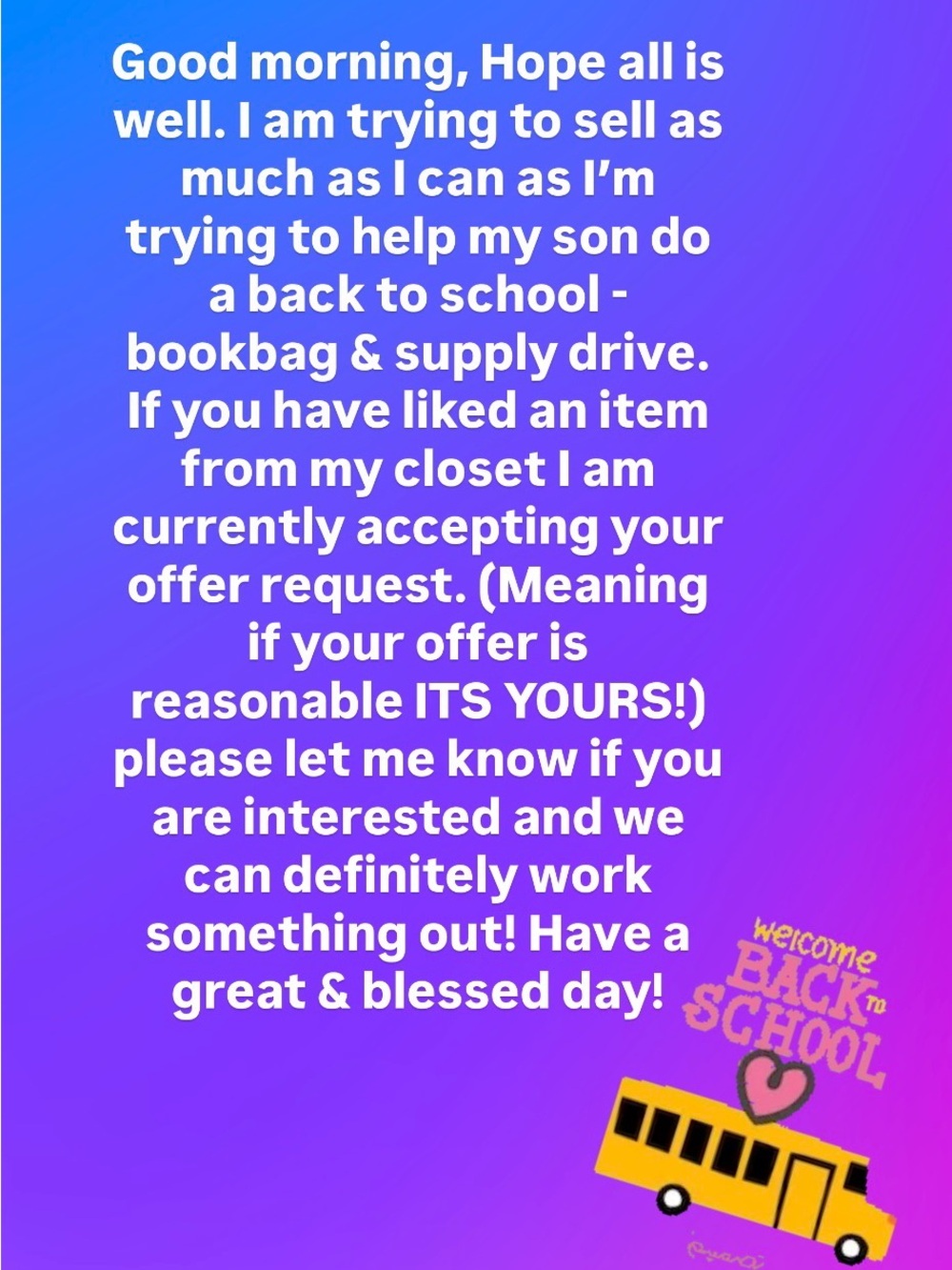 Back to School Graphic Poster in Purple Gradient